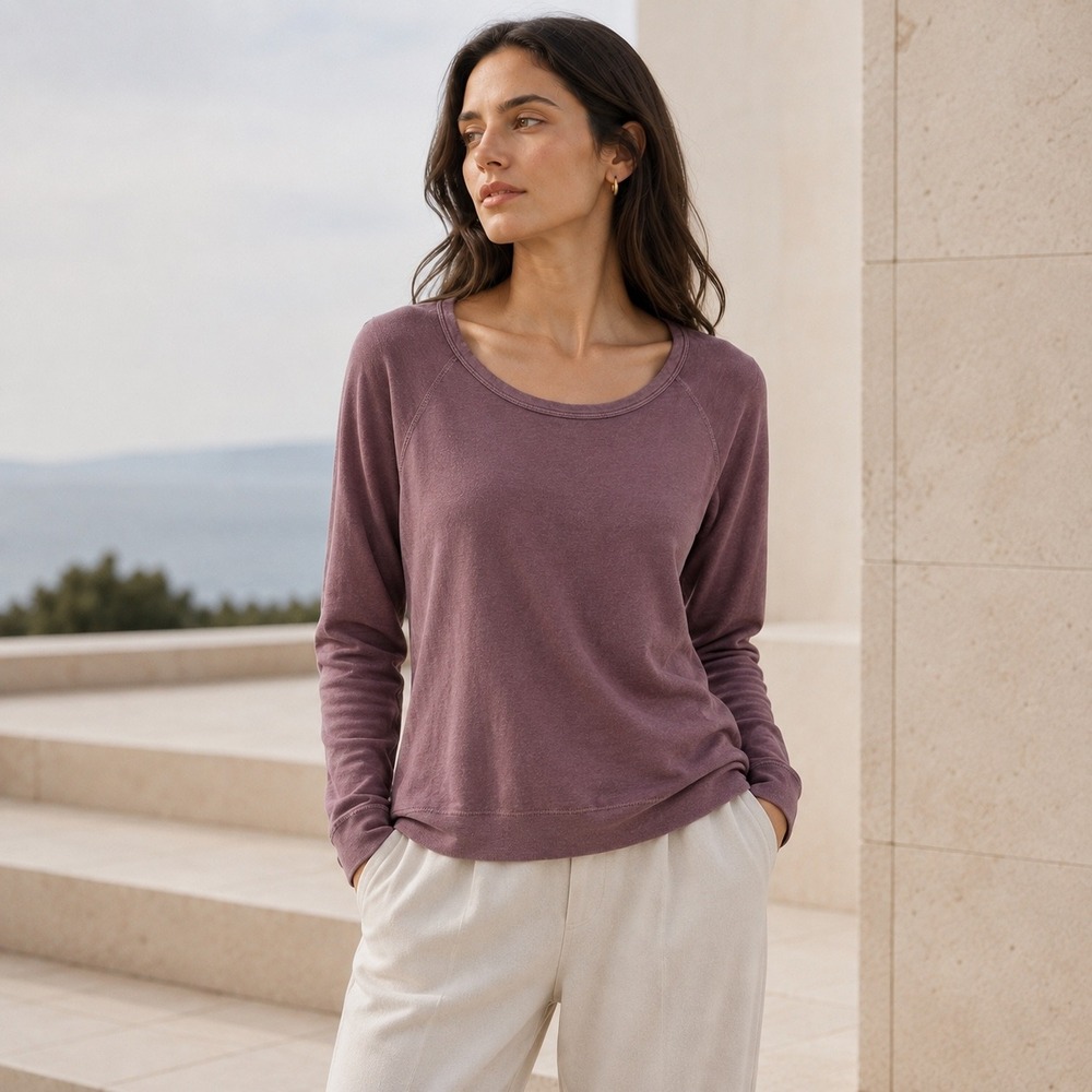 James Perse Sweatshirt Women XS Mauve Purple Supima Cotton French Terry WXA3910